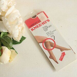 Vintage 1980s 1990s Knee High Stockings, One Pair New NOS Comfort Top Suntan,